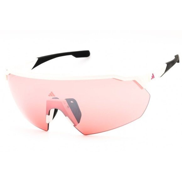 NEW ADIDAS SUNGLASSES SP0093 21U SHIELD WOMEN WHITE/PINK EYEWEAR ADIDAS - Picture 1 of 3